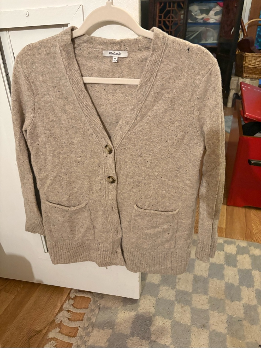 Madewell Oatmeal Speckled Knit Cardigan Sweater XS